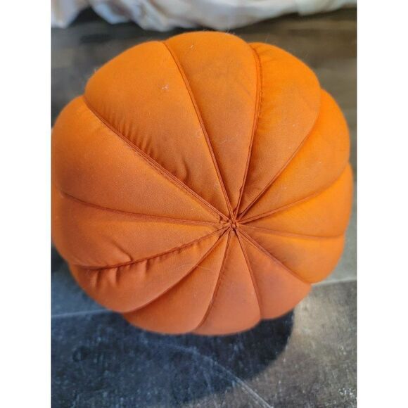 Fabric plush orange pumpkin fall Thanksgiving decor figure - Picture 5 of 5